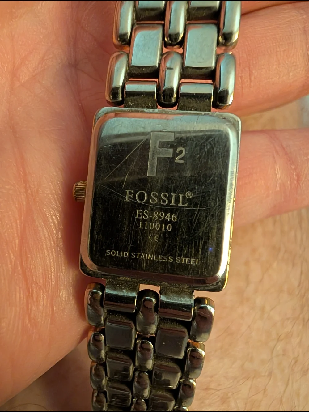 Fossil F2 Two-Tone Women's Rectangle Bracelet Watch Silver & Gold Brand New Batt